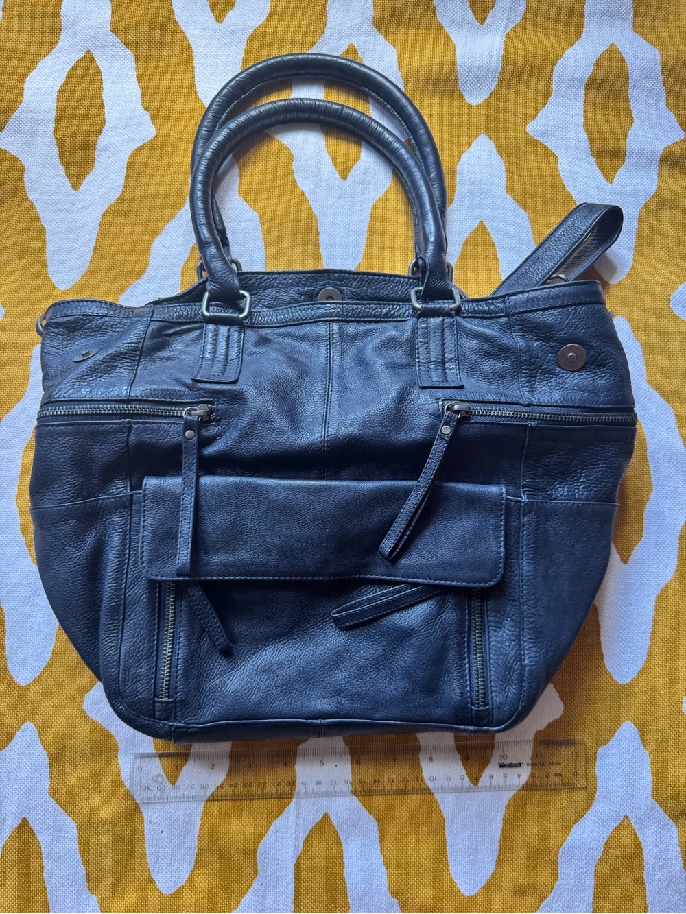 Day & Mood Classic Blue Black Soft Leather Bag